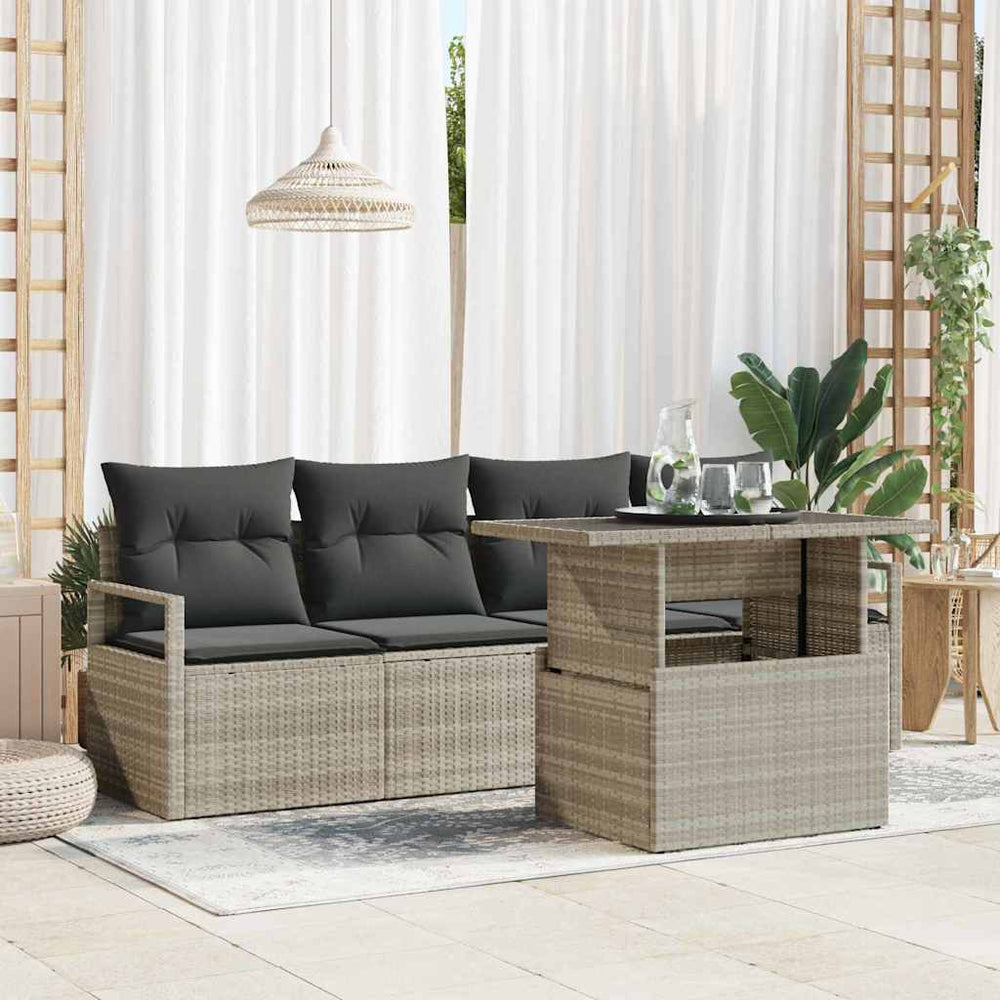 vidaXL Garden Sofa Set with Storage and Cushions 5 pcs Lightweight Poly Rattan