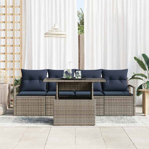 vidaXL Garden Sofa Set with Storage and Cushions 5 pcs Grey Poly Rattan