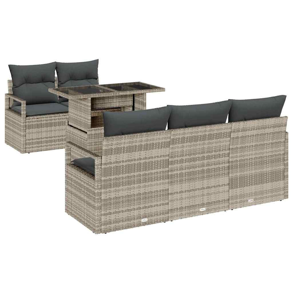 vidaXL Garden Sofa Set with Storage 6 pcs Light Gray Poly Rattan