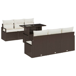 vidaXL Garden Sofa Set with Storage 7 pcs Brown and Cream Poly Rattan