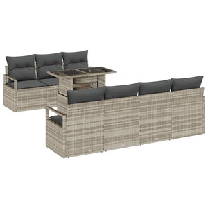vidaXL 8-Piece Patio Sofa Set with Storage Light Grey Poly Rattan