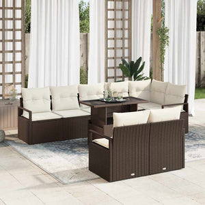 vidaXL Garden Sofa Set with Cushions 9 pcs Brown and Cream Poly Rattan