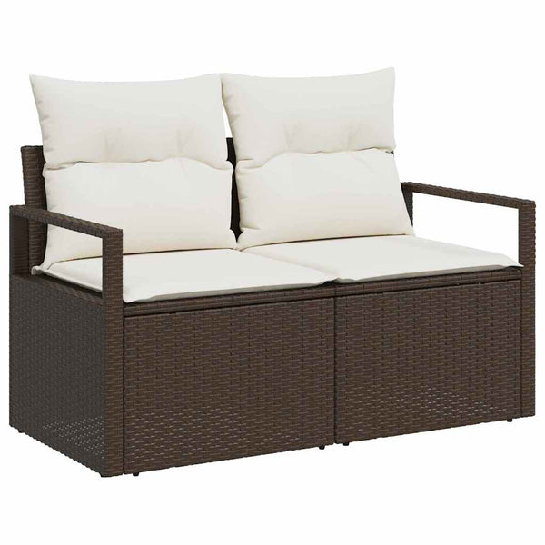 vidaXL Garden Sofa Set with Cushions 9 pcs Brown and Cream Poly Rattan