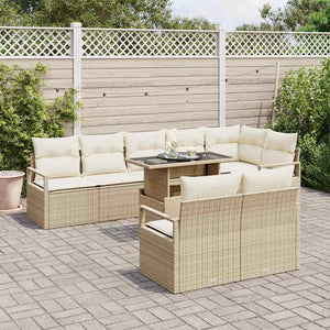 vidaXL Garden Sofa Set with Cushions 9 pcs Beige and Cream Poly Rattan