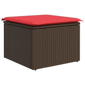 vidaXL Garden Sofa Set with Storage 7 pcs Brown and Red Poly Rattan