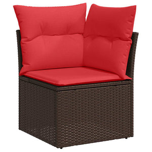 vidaXL Garden Sofa Set with Storage 7 pcs Brown and Red Poly Rattan