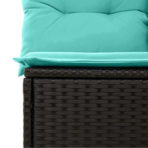 vidaXL Outdoor Sofa Set with Storage 7 pcs Black and Blue Poly Rattan