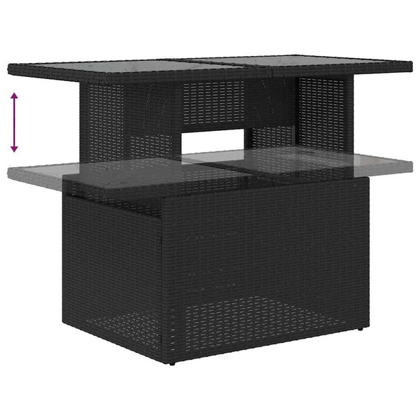 vidaXL Outdoor Sofa Set with Storage 7 pcs Black and Blue Poly Rattan