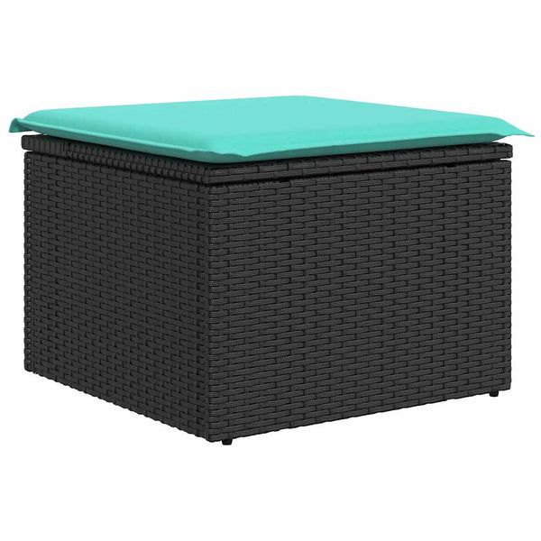 vidaXL Garden Sofa Set with Cushions 8 pcs Black and Blue Poly Rattan