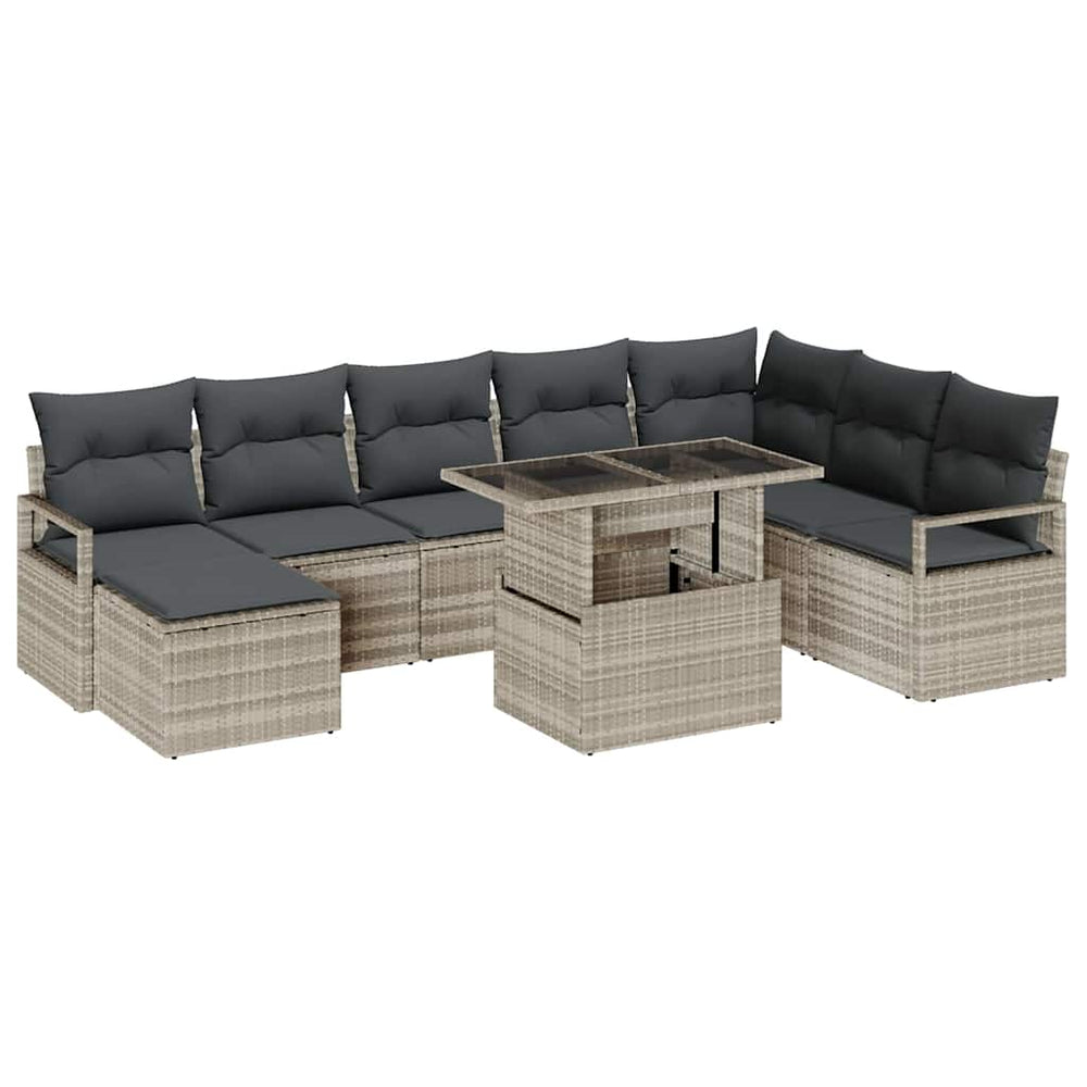vidaXL Garden Sofa Set with Cushions 9 pcs Light Grey