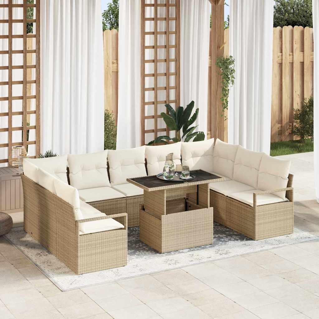 Poly Rattan Gartensofa Set Beige/Creme