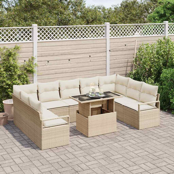 Poly Rattan Gartensofa Set Beige/Creme