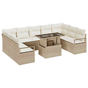 Poly Rattan Gartensofa Set Beige/Creme