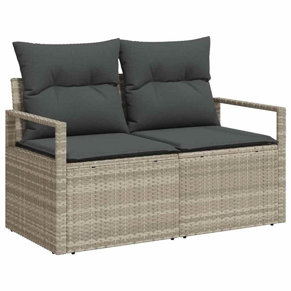 vidaXL Garden Sofa Set with Cushions 10 pcs Light Gray Poly Rattan
