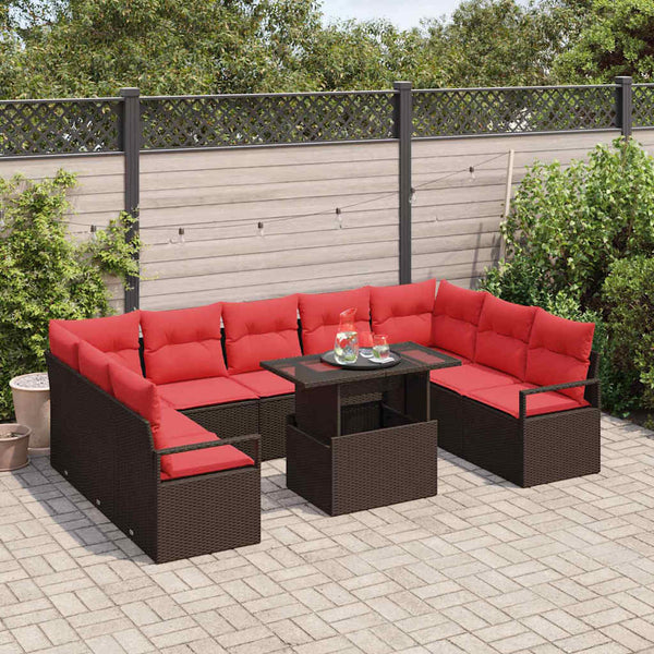 Gartensofa Set mit Stauraum, Braun/Rot