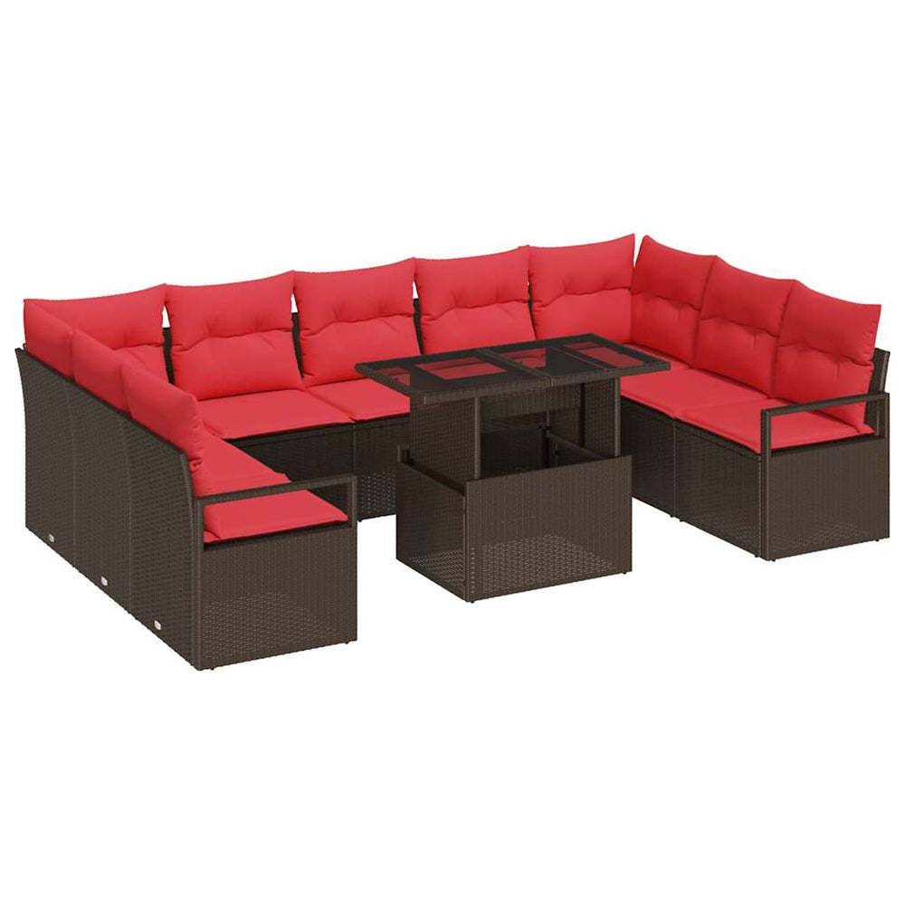 Gartensofa Set mit Stauraum, Braun/Rot