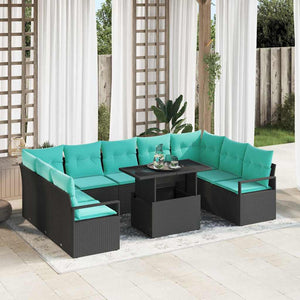 Gartensofa Set mit Stauraum, Schwarz/Blau