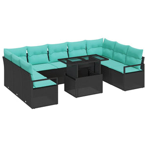 Gartensofa Set mit Stauraum, Schwarz/Blau