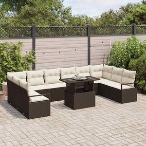 Poly Rattan Gartensofa Set Braun Creme