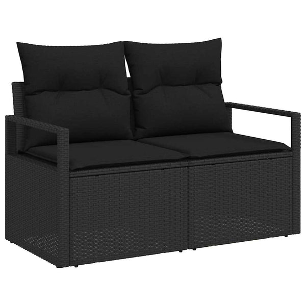 vidaXL Garden Sofa Set with Cushions 11 pcs Black Poly Rattan