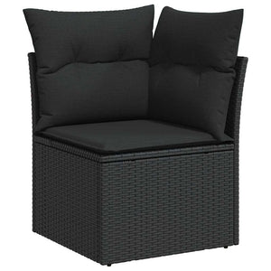 vidaXL Garden Sofa Set with Cushions 11 pcs Black Poly Rattan