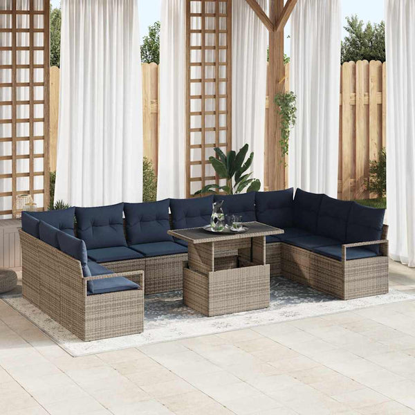 Garten Sofa Set 11-teilig Grau Marineblau