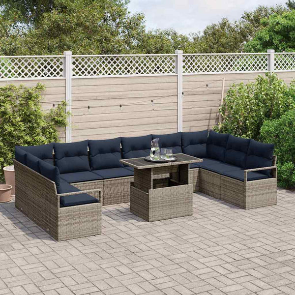 Garten Sofa Set 11-teilig Grau Marineblau