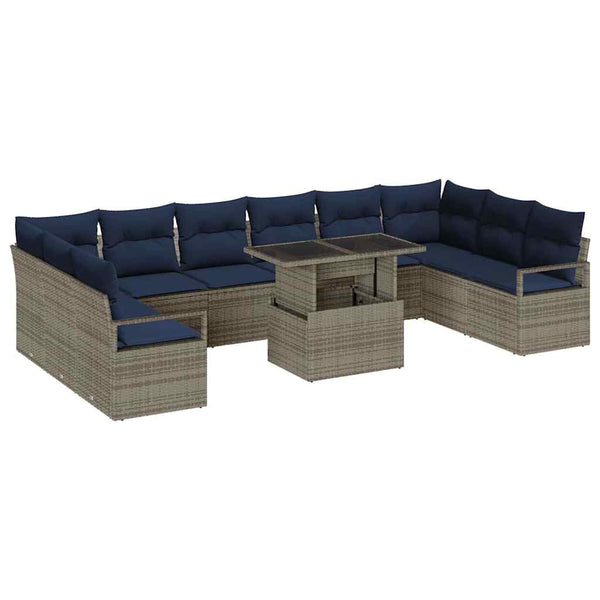 Garten Sofa Set 11-teilig Grau Marineblau