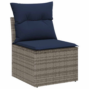 Garten Sofa Set 11-teilig Grau Marineblau