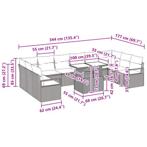Garten Sofa Set Schwarz Blau Poly-Rattan