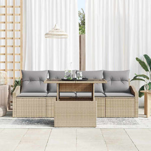 vidaXL Garden Sofa Set with Cushions 5 pcs Beige and Light Grey Poly Rattan