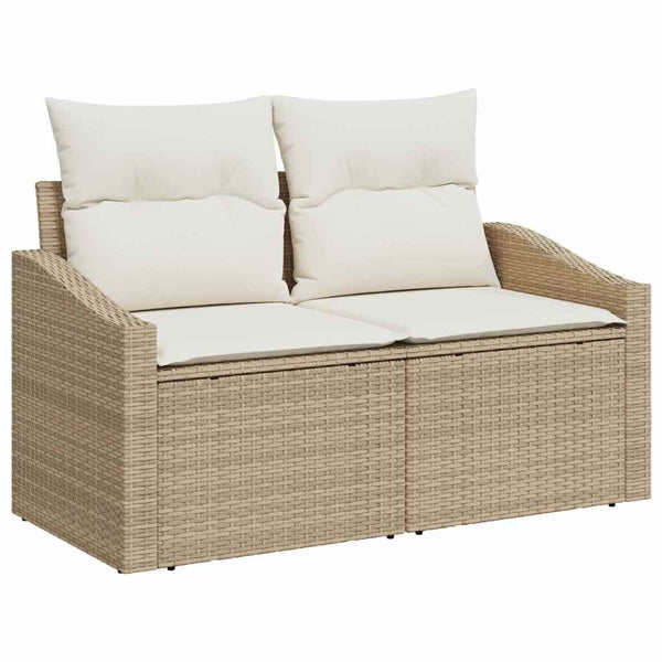 vidaXL Garden Sofa Set with Cushions 5 pcs Beige and Cream Poly Rattan
