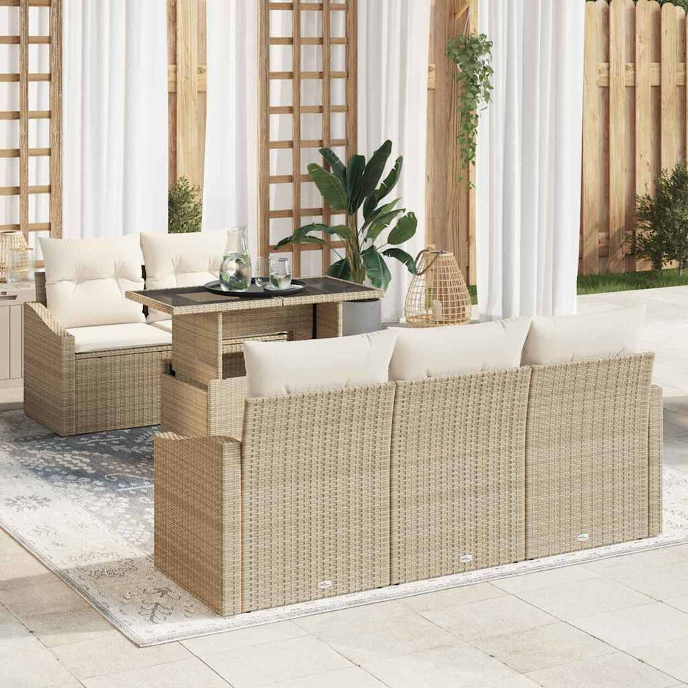 vidaXL Garden Sofa Set with Cushions 6 pcs Beige and Cream Poly Rattan