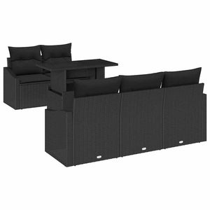 vidaXL 6-Piece Garden Sofa Set with Storage Black Poly Rattan