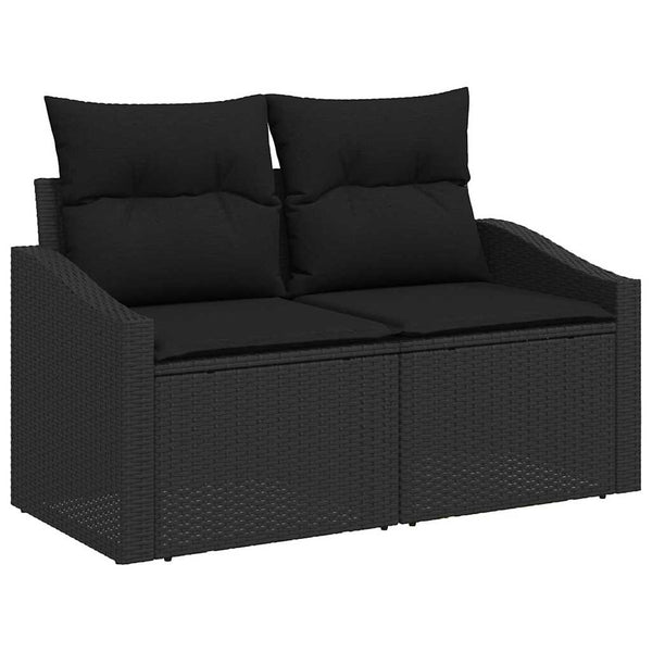 vidaXL 6-Piece Garden Sofa Set with Storage Black Poly Rattan