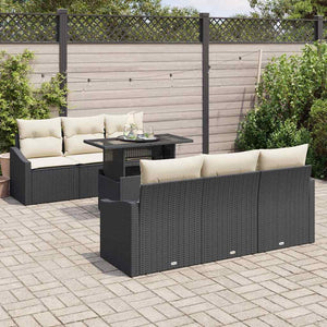 Garten Sofa Set 7-teilig Schwarz Creme