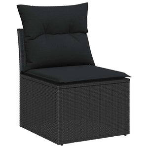 vidaXL Garden Sofa Set with Storage 7 pcs Black Poly Rattan