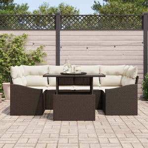 vidaXL Garden Sofa Set with Cushions 7 pcs Brown and Cream Poly Rattan