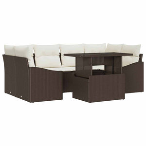 vidaXL Garden Sofa Set with Cushions 7 pcs Brown and Cream Poly Rattan