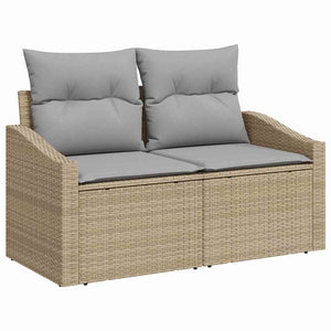 vidaXL Garden Sofa Set with Cushions 7 pcs Beige and Light Grey Poly Rattan