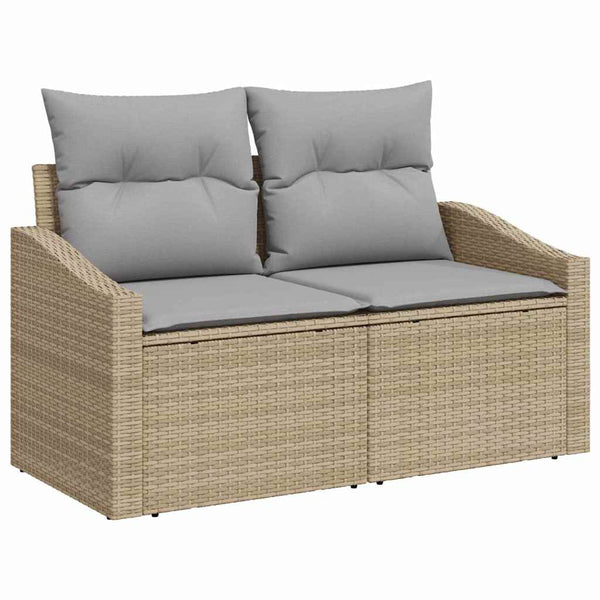vidaXL Garden Sofa Set with Cushions 7 pcs Beige and Light Grey Poly Rattan