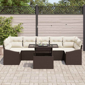 vidaXL Garden Sofa Set with Cushions 8 pcs Brown and Cream Poly Rattan