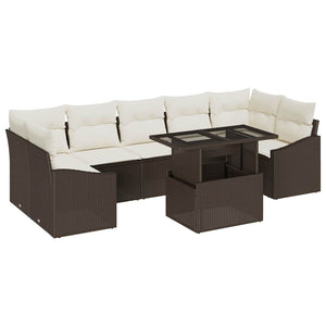 vidaXL Garden Sofa Set with Cushions 8 pcs Brown and Cream Poly Rattan