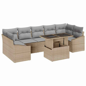 vidaXL Garden Sofa Set with Cushions 8 pcs Beige and Light Grey Poly Rattan