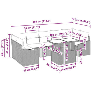 vidaXL Garden Sofa Set with Cushions 8 pcs Beige and Cream Poly Rattan