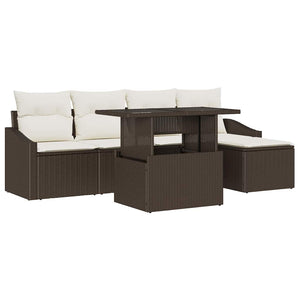 vidaXL Garden Sofa Set with Cushions 6 pcs Brown and Cream