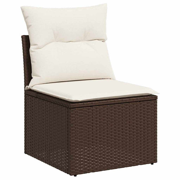 vidaXL Garden Sofa Set with Cushions 6 pcs Brown and Cream