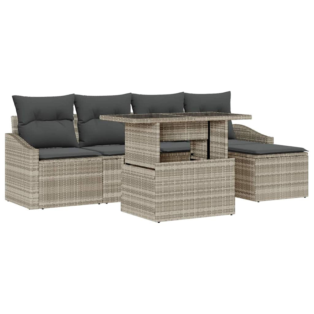 vidaXL Garden Sofa Set with Cushions 6 pcs Light Grey