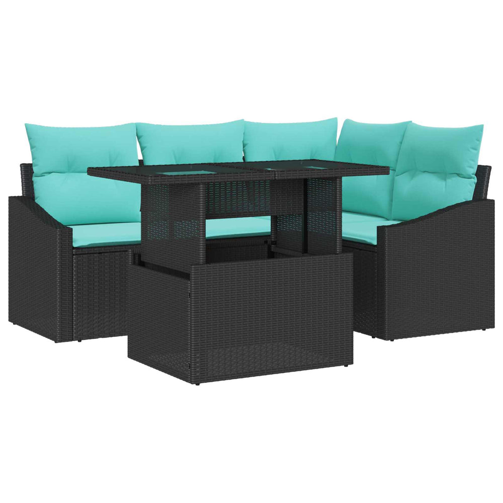 Garten Sofa Set mit Kissen, Schwarz/Creme