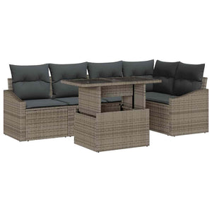 Garten Sofa Set Grau mit Kissen 6-teilig